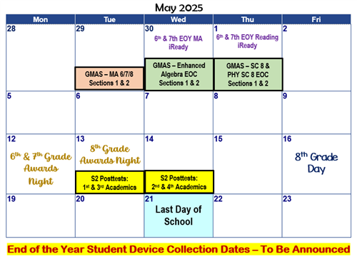 May Testing Dates